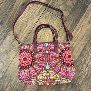 Large Vera Bradley Pink and Orange Floral Shoulder Bag